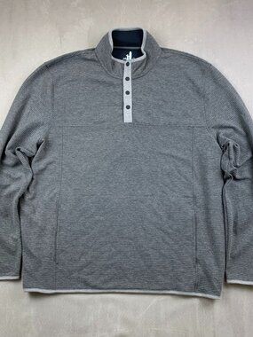 Johnnie-O Mens Stamford Sweater XL Gray 1/4 Snap Pullover Long Sleeve Stretch